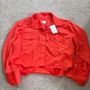 NWT a new day Red-Orange Cropped Shirt Jacket